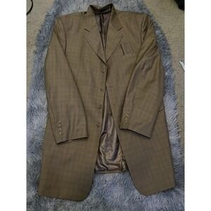 Stacy Adams Men's 44R Tan Plaid Blazer Jacket 3 Button Classic Fit